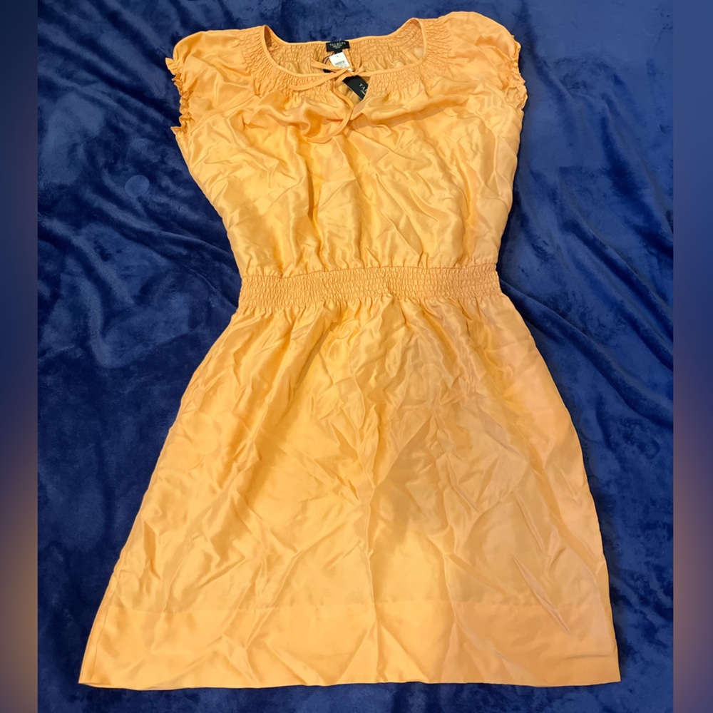 Talbots 100% Silk Light orange Dress with pockets size L